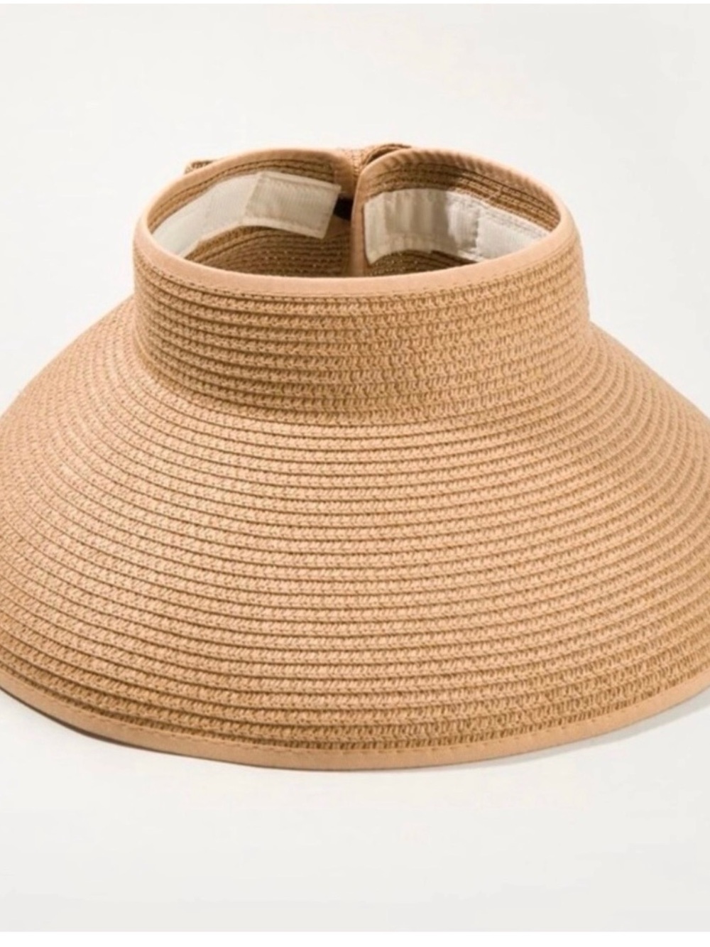 Adjustable Tan Straw Sun Visor for Women